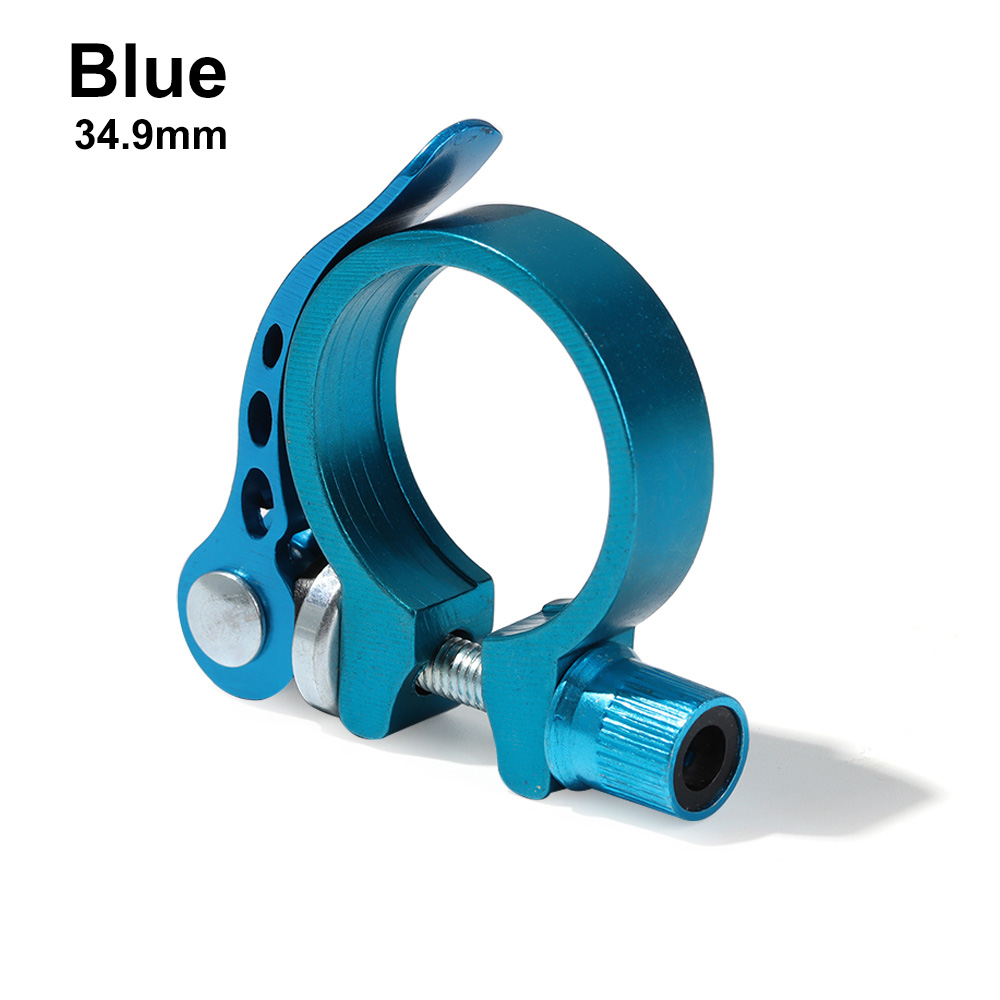 1PC Bike Alloy Tube Clip Quick Release Seatposts Clamp Saddle Bicycle Retaining Bolt Cycling Fixed Repair Part Seatposts Clamp: blue	34.9mm