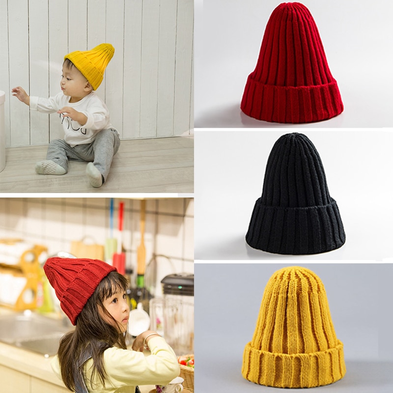 Stickad baby turban mössa varma ullkepsar mjuk mössa för barn flickor pojkar nyfödd elastisk småbarn spädbarn vinter huvudbonader