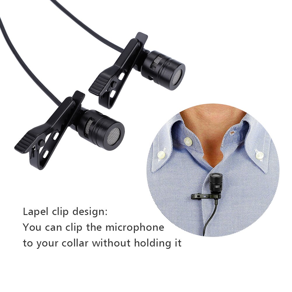 SOONHUA Microphone Dual-Head Mic 3.5mm Lapel Clip Microphones With Capacitor Technology For Smart Phone​​