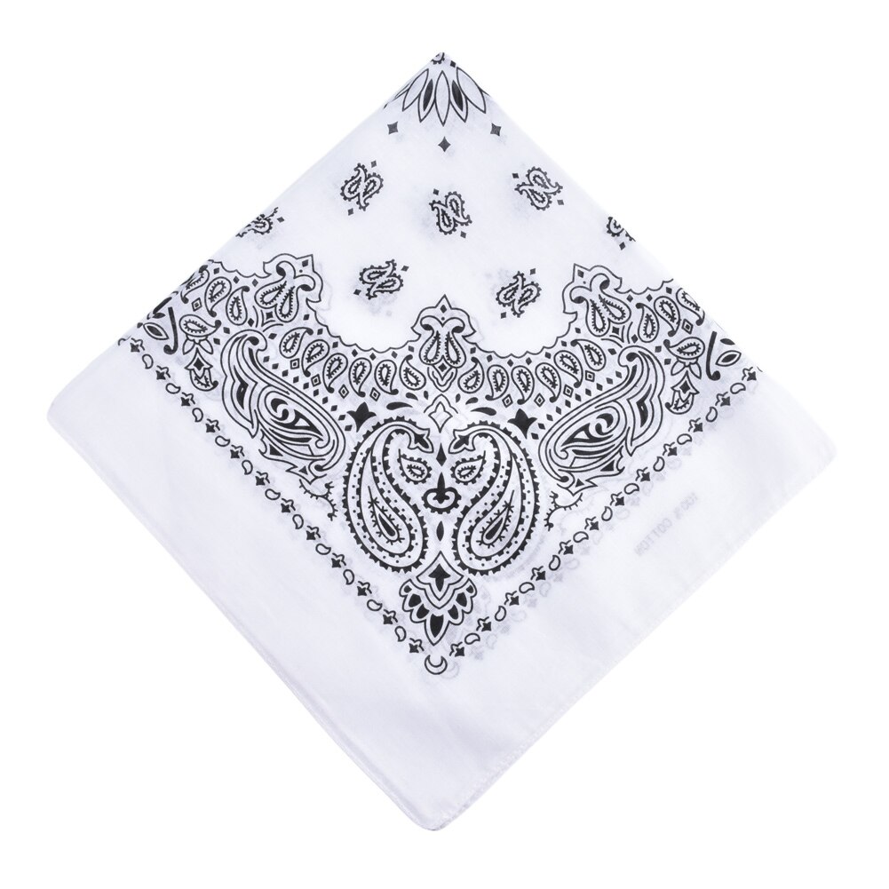 Easehut Vrouwen Mannen Vierkante Sjaal Paisley Print Bandana Haarband Halsdoek Hip Hop Hoofddoek Unisex Hoofddeksels Cool Bandana: WHITE