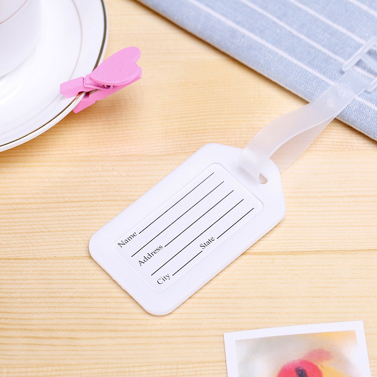 travel accessories Plastic Luggage Tag Travel Suitcase Travel Bag Boarding Tag Label Name ID Tags candy color: white