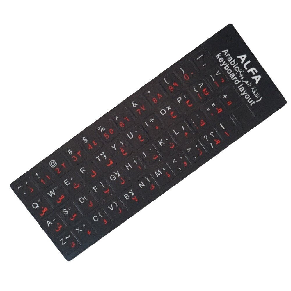 Toetsenbord Stickers Lichtgevende Waterdichte Rusland Meertalige Toetsenbord Stickers Beschermfolie Layout Met Knop Letters Covers: Arabic Red