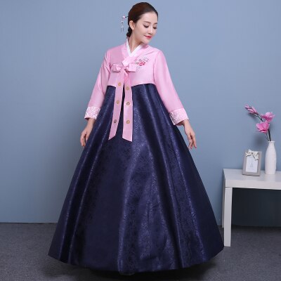 Traditional Korean Hanbok Dress - Elegant Vintage Women's Costume: Blue / L