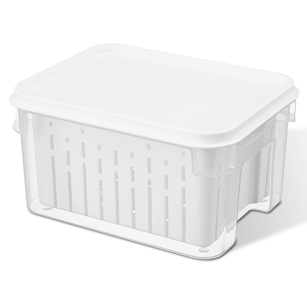 Refrigerador apilable de 1,9 L, organizador de frutas y ensaladas, contenedor de almacenamiento de alimentos, caja de verduras frescas transparente con colador para nevera: Default Title