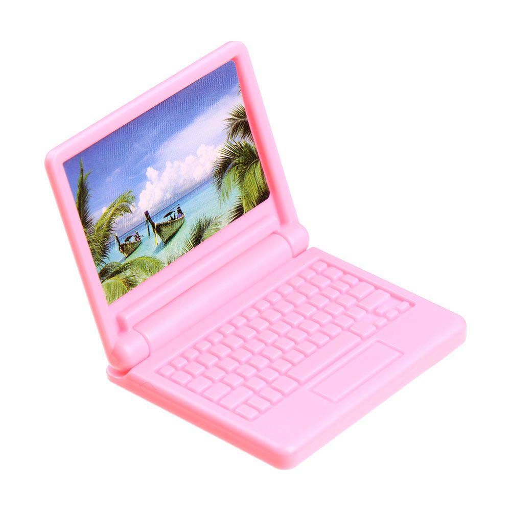 Decor DIY Accessoires Poppenhuis Decoratie Ambachten Poppenhuis Miniatuur Poppenhuis Meubels Simulatie Laptop Poppenhuis Computer: Sky Blue