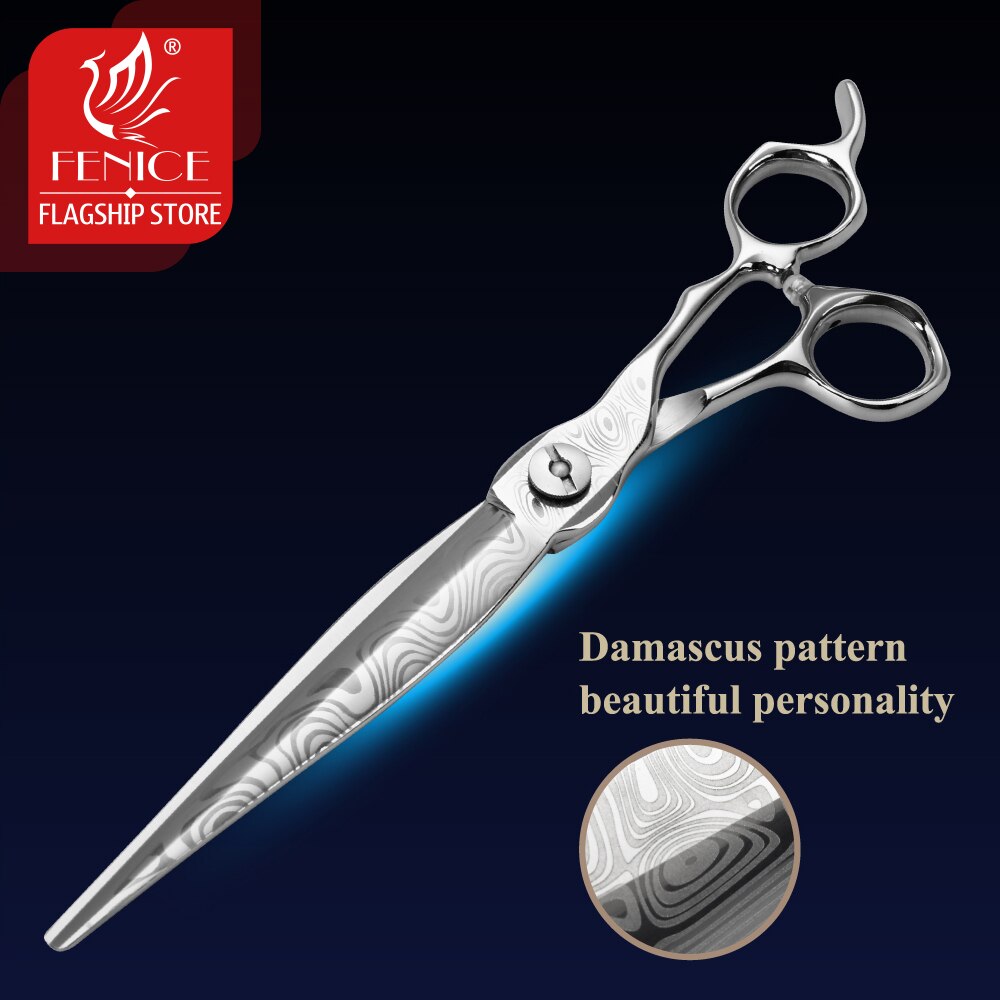 Fenice Professionele 7.5 Inch Damascus Pet Hond Kat Grooming Snijden Schaar Rechte Scharen Tesoura Tijeras