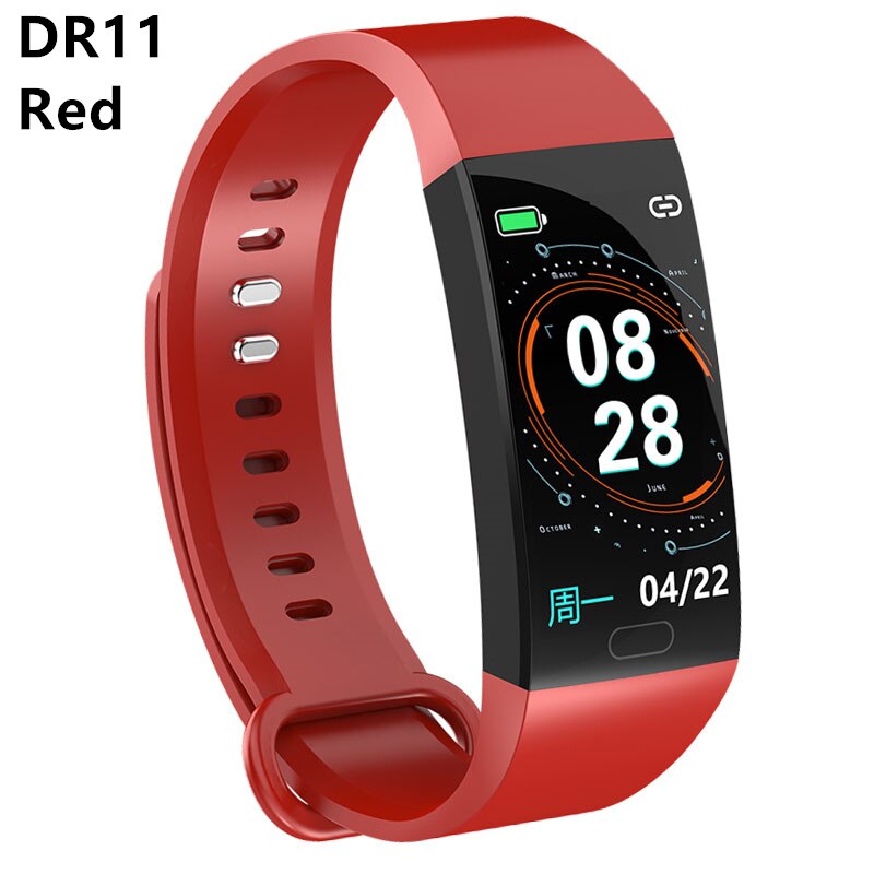 Smart Bracelet Waterproof Sport Health Smart Band Heart Rate Monitor Blood Pressure Fitness Tracker Watch PK Mi Band 3 4: DR11 Red