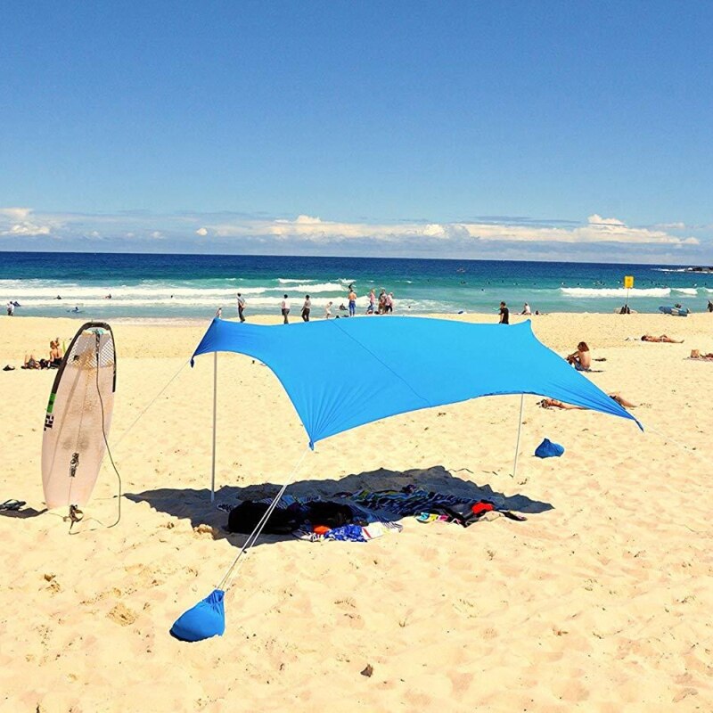 Familie Strand Zonnescherm Lichtgewicht Zon Schaduw Tent Met Zandzak Ankers Voor Park Outdoor Camping Paraplu Strand Tent