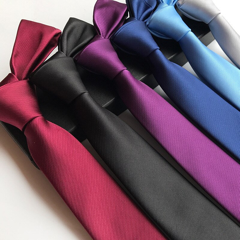 Corbatas de seda de tejido Jacquard para hombre, corbatas de Color liso, vino, Azul, Negro, morado y plata, 6cm, 100%