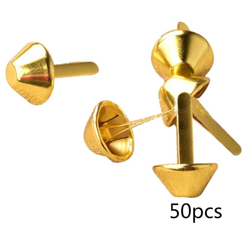 50 stk/pakke 15mm flad taske pung håndtaske metalfødder nailheads bundnitter søm spike spænder bagage stykker nitte tilbehør: Guld