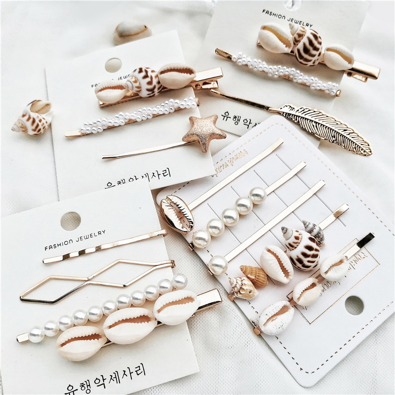 Boheemse echte schelpen, kauri schelp haarspelden, parel haarspeldjes voor vrouwen, meisjes, schelp haaraccessoires voor bruiloften