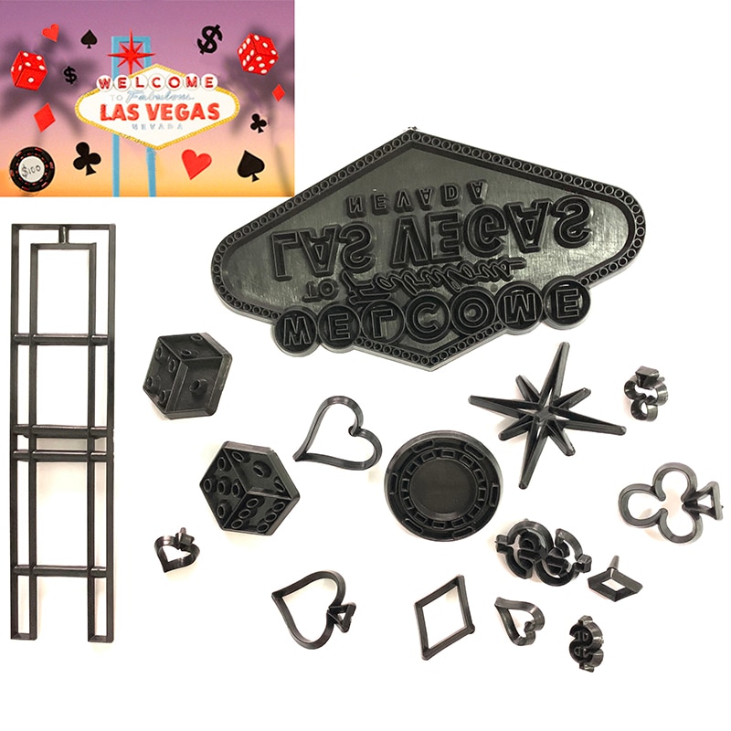 Casino thème emporte-pièce plastique pâtisserie moule Fondant Cutter moule gâteau décoration outils Poker bonbons cuisson gâteau estampage moule