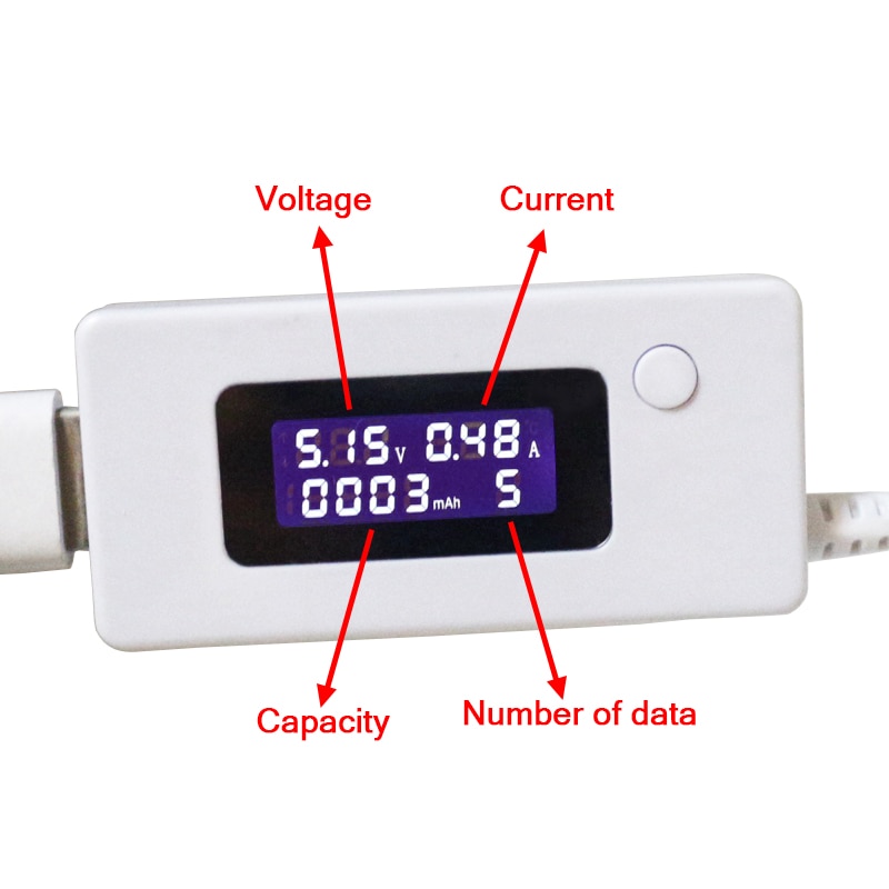 Digitale Lcd Display Usb Spanning Stroom Capaciteit Detector Volt Amp Moniter Voor Opladen Mini Batterij Tester