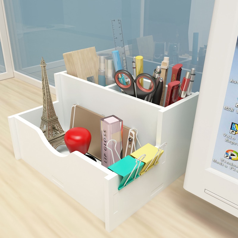 DIY Desk Stationery Holders White Organizer School Office Holder Stationery Organizer Multipurpose Desktop Sundries Storage Box