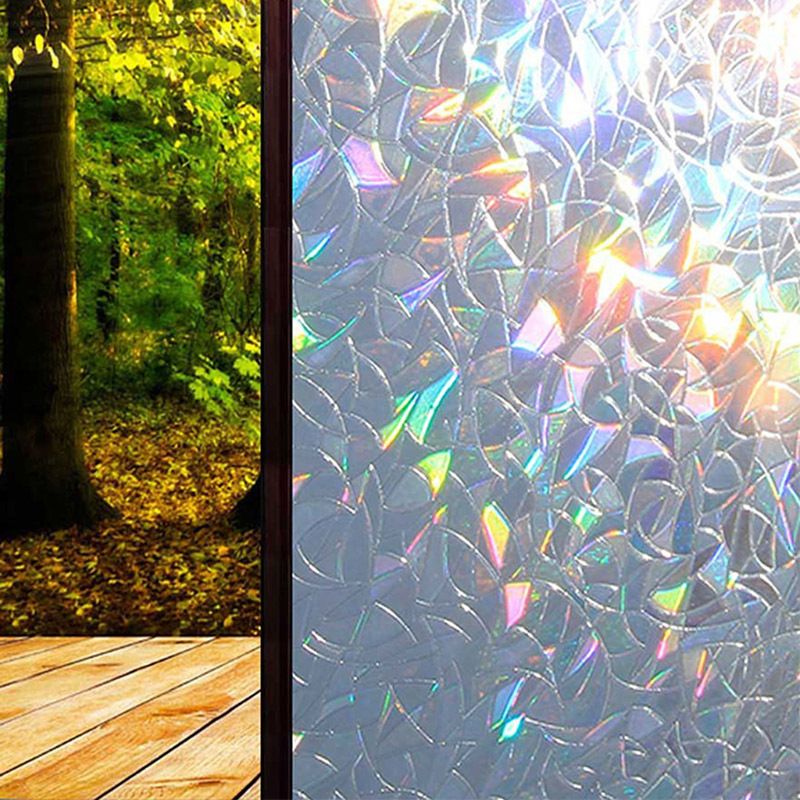 3d statische privacy raamglasfolie stickers decoratief gekleurd anti uv regenboog