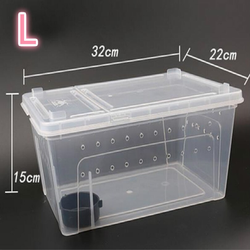 pet Feeding box Spider house frog farm insect turtles snake boxes reptiles workshop taller With air hole white black: D