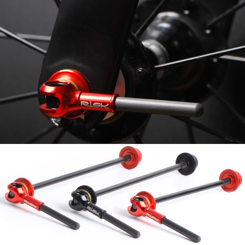 RISK Titanium Carbon Fiber Handle Skewers Only 40g Bicycle QR Skewer Lever 100/135mm For MTB Road Bike Wheel Hub Quick Skewers