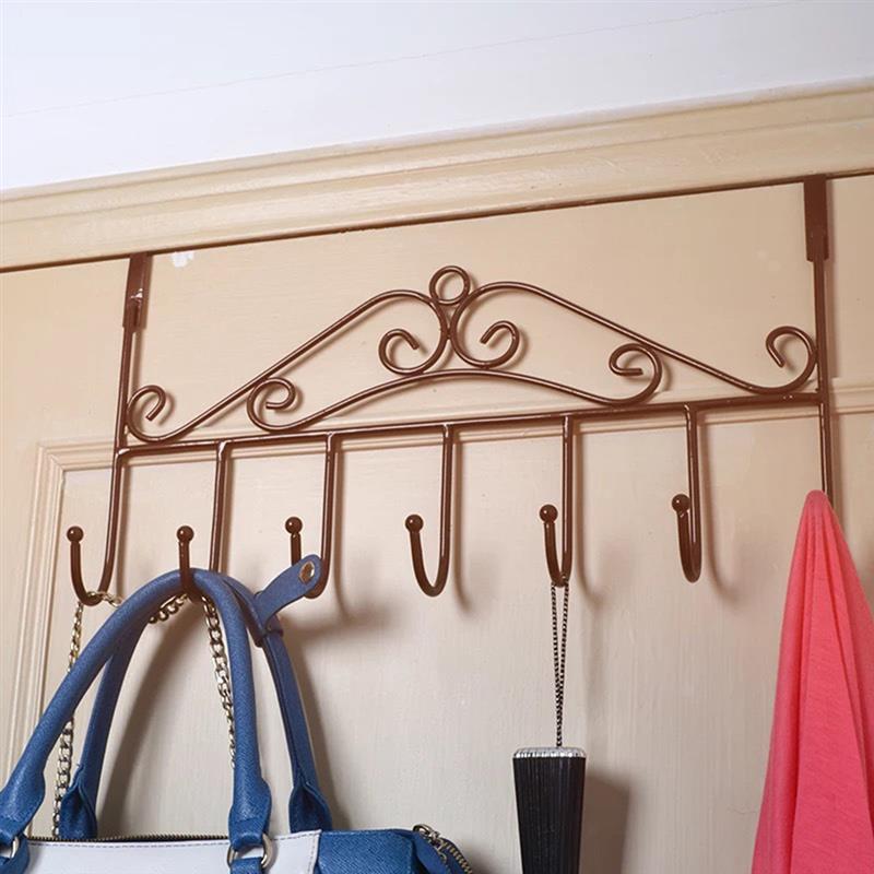 Over Deur Metalen Hanger Beugel 7 Haken Handdoek Hoed Kapstokken Opknoping Opbergrek Overdoor Organizer Accessoires