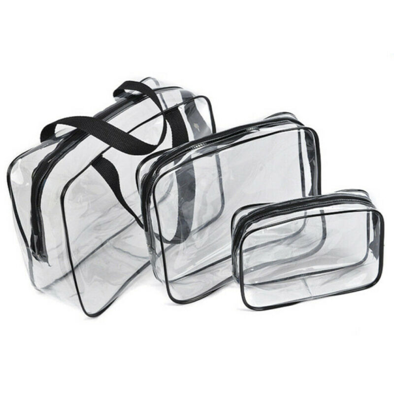 Gennemsigtige poser plast pvc badeværelse vandtæt rejse kosmetiske taske lynlås fyldes op toiletartikler tasker makeup arrangør sag