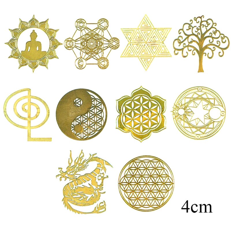 10Pc DIY 7 Chakra Copper Energy Tower Orgonite Sticker Flower Life Tree Pyramid Decor Epoxy Resin Fillings Resin Crafts