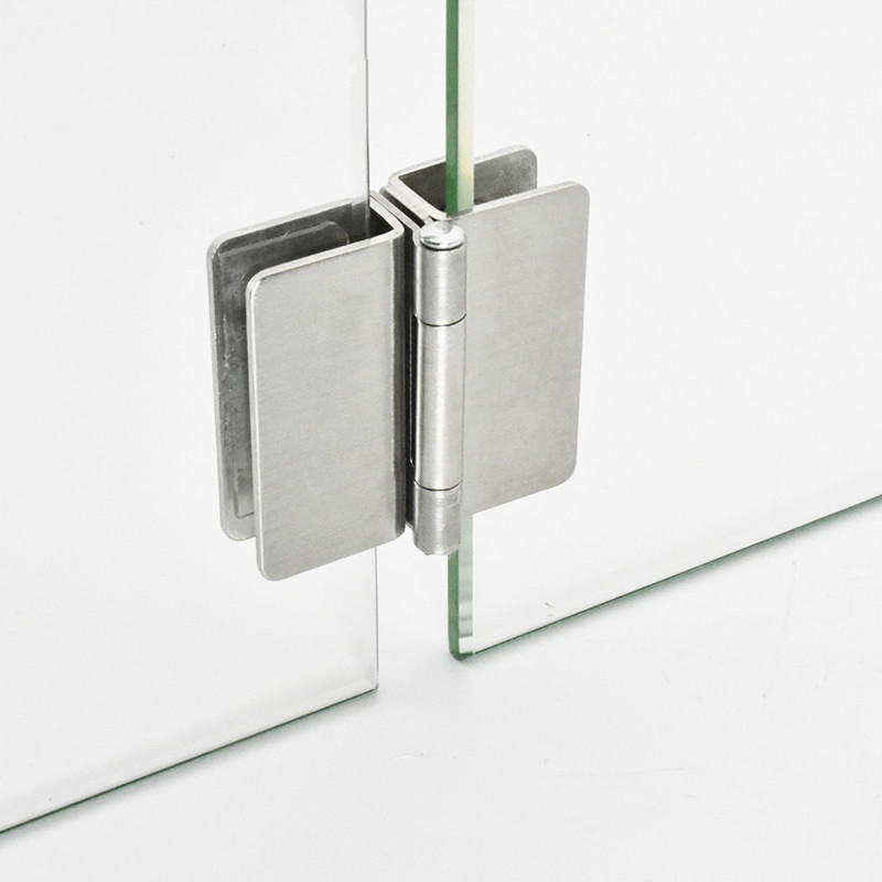 2 pièces charnière de porte en verre sans trou, armoire en acier inoxydable, pinces en verre, sans perçage Double face