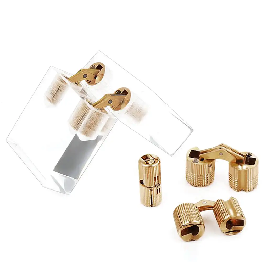 8/10/12/14/16mm Copper Barrel Hinges Cylindrical Hidden Cabinet Concealed Invisible Brass Hinges Mount For Furniture Hardware