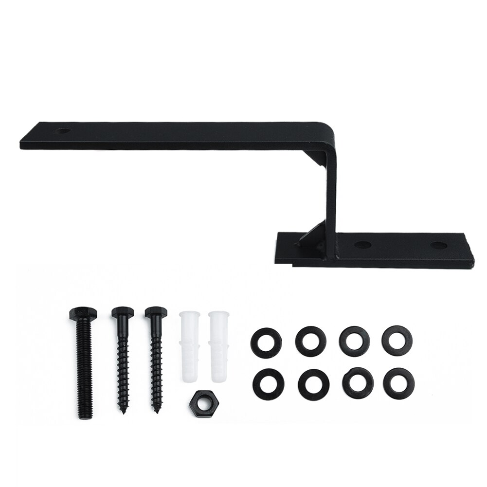 Black Bypass Sliding Barn Door Hardware Double Track Big Wheel Hanger Kit 6mm