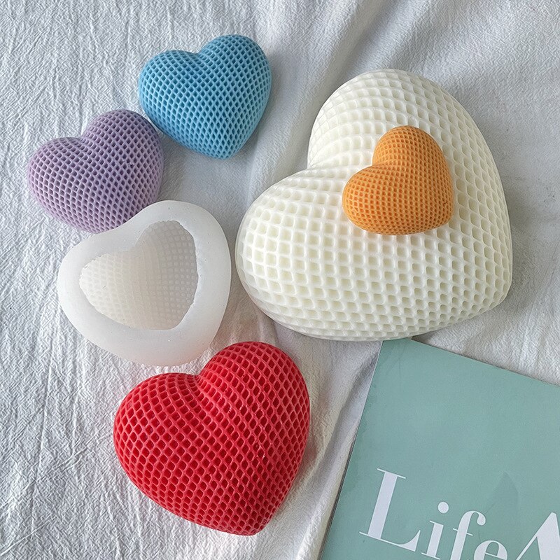Heart Shape Silicone Mold Candle Mold DIY Crystal Epoxy Candle Aromatherapy Heart Mousse Cake Chocolate Mould Tool