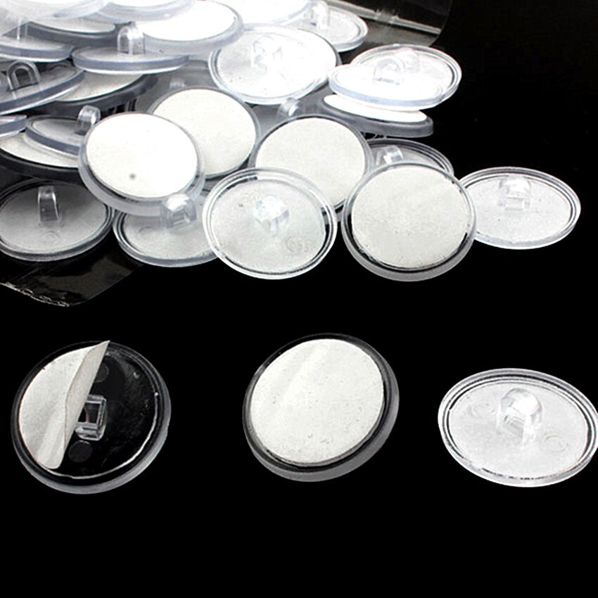 POP Display Sign Poster Hanging Holder Plastic Clear Round Base 2cm 3cm With Strong Adhesive Tape Sticker Stand In Store 100pcs