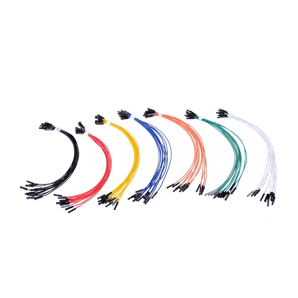 10 stk/parti 24 awg blød silicium ledning 1 pin hun til hun jumper wire dupont kabel 20cm
