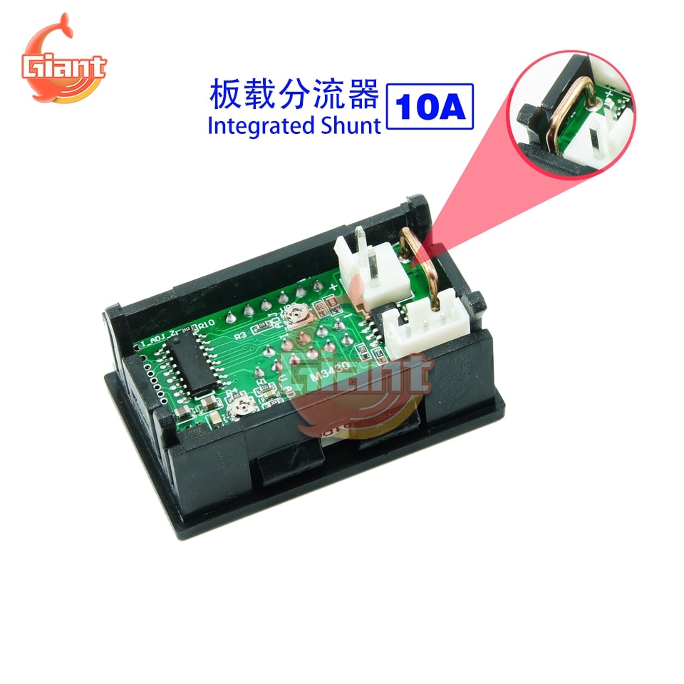 Dc 100v 10a mini digital voltmeter amperemeter amperemeter spænding volt ampere meter indikator tester led display kabel stik