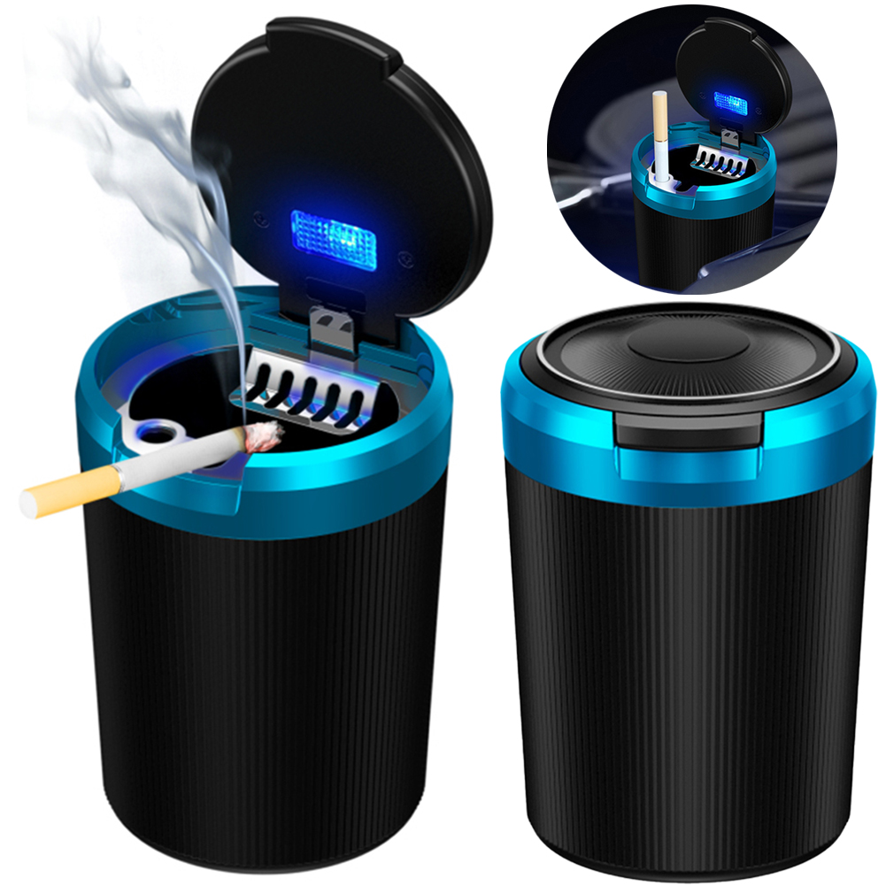 Car Ashtray with Lid Portable Ash Tray Multi-Function Mini Car Trash Can Stainless Steel Ashtray for Car Travel Agency