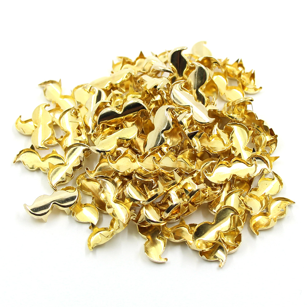 Tachuelas de Metal con forma de bigote para ropa, de 100 piezas tachuelas doradas y plateadas, remaches para manualidades, espigas de 18x8mm para cuero