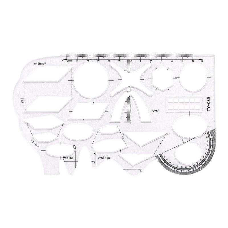 Règle de dessin, modèle de maths multifonctionnel, forme creuse, fonction géométrique, pour dessins, directe, 1 pièce