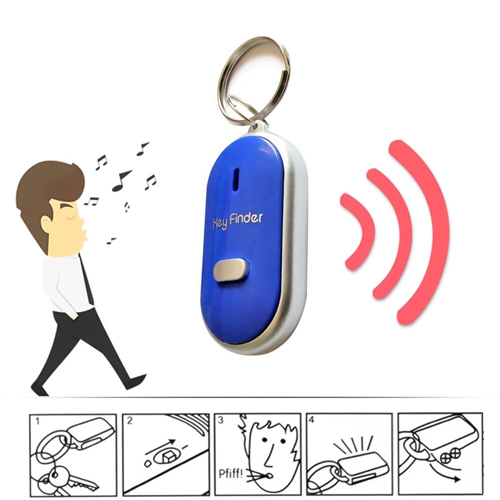 Mini controllo del suono perso Key Finder localizzatore portachiavi torcia a LED fischietto portatile Key Finder disponibile