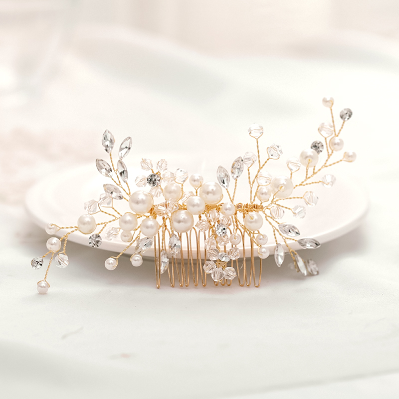 Parel Haar Kam Hoofdbanden Bruid Haar Ornamenten Golden Leaf Wedding Hoofdbanden Met Kam Parel Vrouwen Accessoires Haar Sieraden