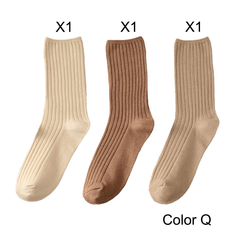 3 par/lote conjuntos de calcetines de mujer de Color sólido Retro calcetines largos de algodón para mujer transpirable estilo japonés Casual calcetín largo de algodón: Lavanda