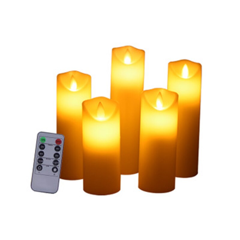 5pc Flameless Wedding Decorative Candles Battery Operated Pillar Real Wax Wick Electric LED Candle Sets with Remote Control: Default Title