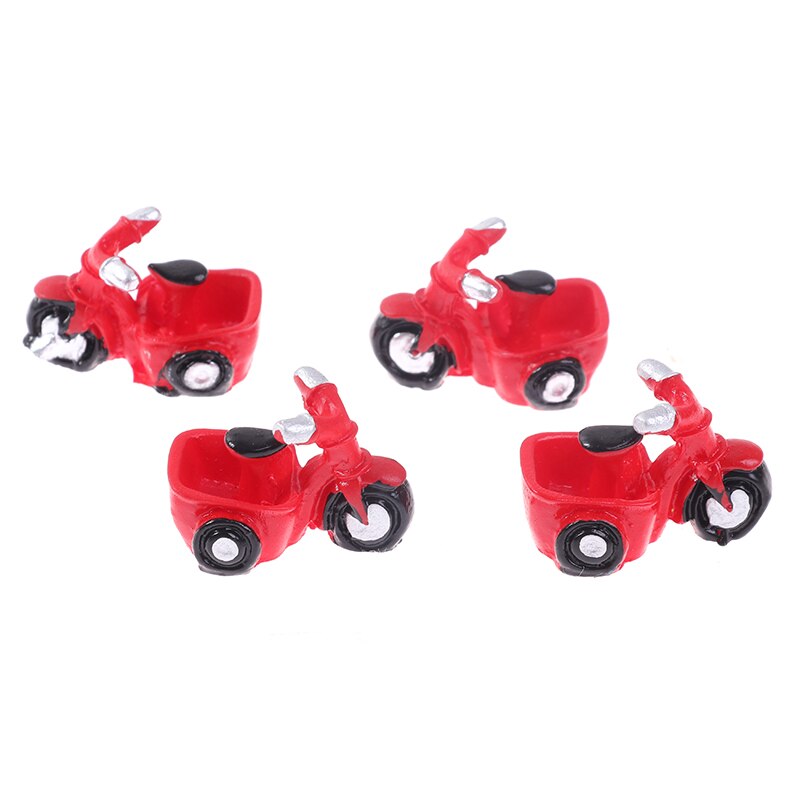 4Pcs Poppenhuis Motorfiets Driewieler Vervoer Miniatuur Ornament Diy Micro Poppenhuis Woondecoratie