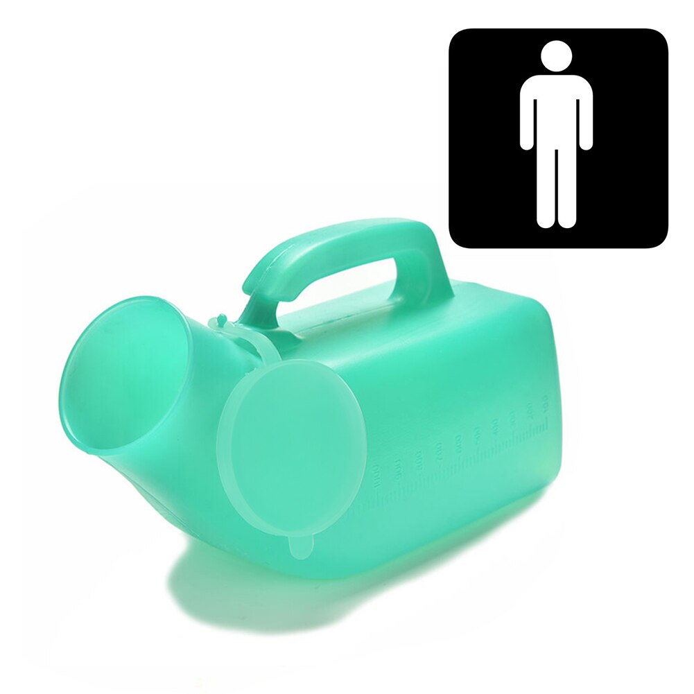 Mænd urinalskala lækagesikker bærbart håndtag camping rejse plastikpotte med låg hospital opbevaringsflaske toilet nødsituation