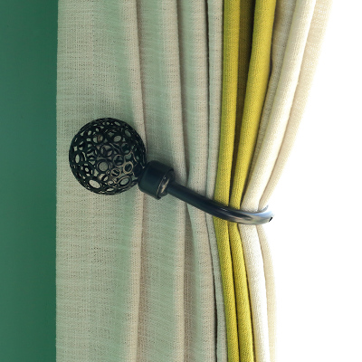 Crochets de support d'embrasse de rideau en métal, accessoires de décoration de chambre à coucher et de salon, 2 pièces par ensemble: Black