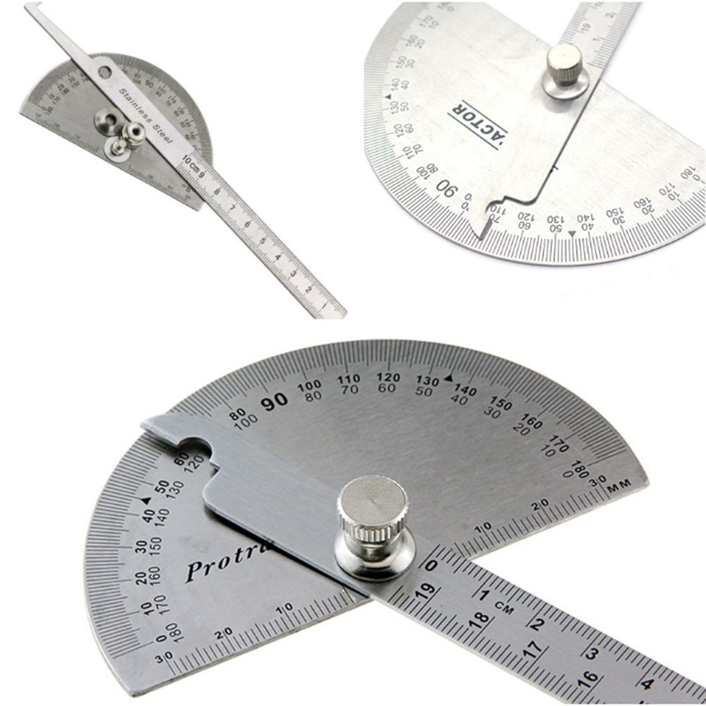 Stainless Steel Protractor Round Head Rotary Angle Rule metal Arm Ruler Adjustable Mathematics Measuring Tool Ruler 10cm