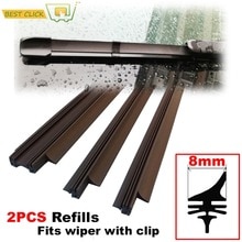 2Pcs 26" 8mm Rubber Refills Front Wiper Refill Windscreen Windshield For Wiper with Retaining clip Car Auto