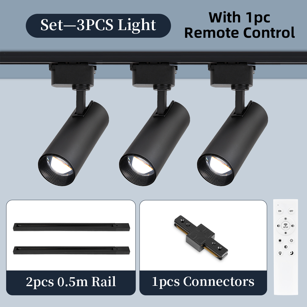 Led track spotlights with remote control, adjustable brightness, spotlight, led track lighting for living room, track ceiling light: Light blue