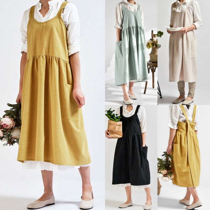 Frauen Kreuz Zurück Schürze Japanischen Hausarbeit Backen wickeln Baumwolle Leinen Floristen Kleid Literarischen Kunst Baumwolle Und Leinen Werbung Schürze