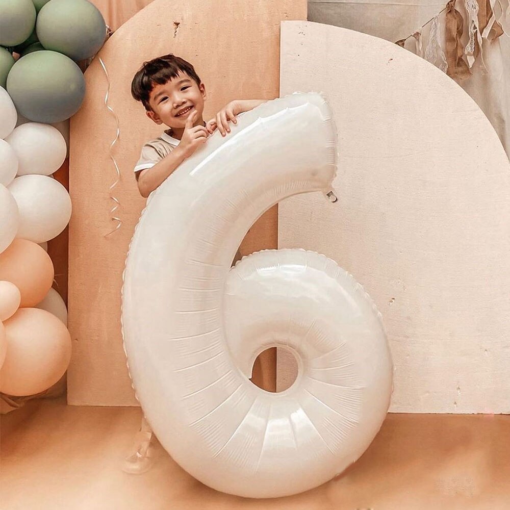 40 tommer store hvite tall ballonger 0 1 2 3 4 5 6 7 8 9 folieballong bursdagsfest dekorasjoner figurer globos baby shower dekors