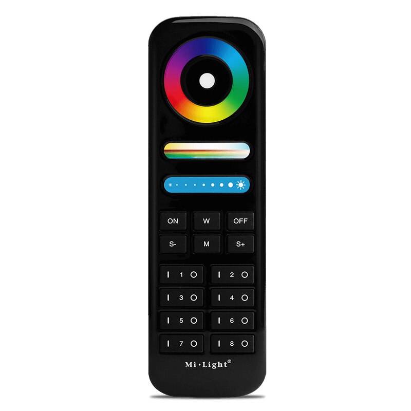 Miboxer 2.4g trådløs 8 sone rf mørkere fut 089 fjernkontroll  b8 berøringspanel veggmontert rgbww  ls2 5 i 1 ledet kontroller til rgb+cct: Fut 089 naken svart