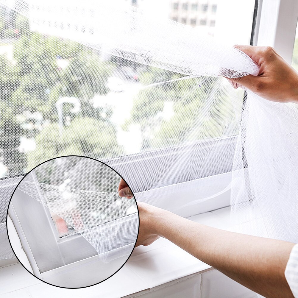 Bug Mosquito Net Door Protector Mesh Window Fly Screen White With Tape Insect Removable Nylon Self Adhesive Cutable Curtain