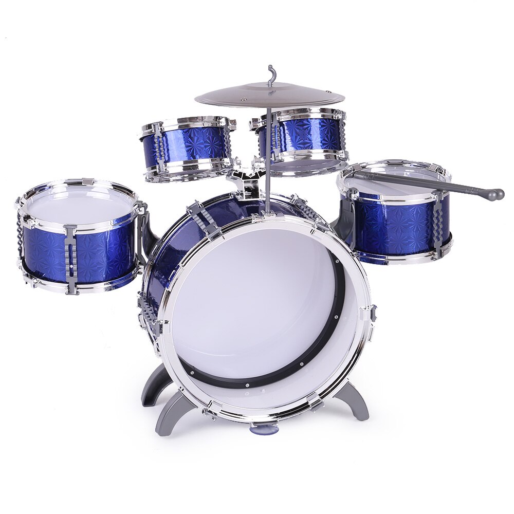 Kinderen Kids Drum Set Muziekinstrument Speelgoed 5 Drums Met Kleine Cimbaal Kruk Drum Sticks Voor Jongens Meisjes