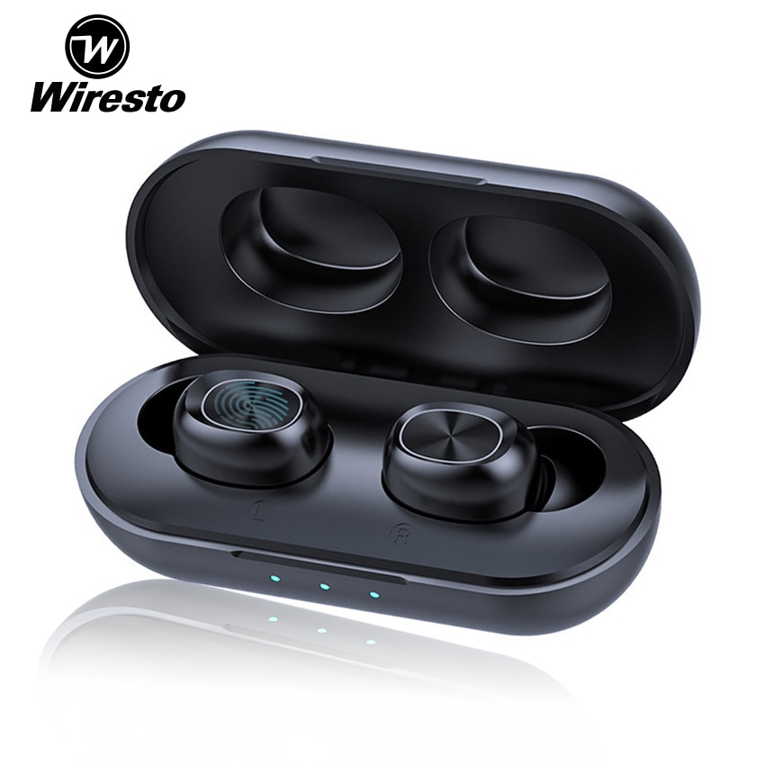Wiresto Mini Bluetooth Oortelefoon True Wireless Stereo Sport Headset Tws Oordopjes Touch Control Transpiratie Oordopjes Met Microfoon